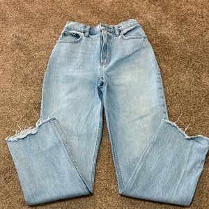 Abercrombie & Fitch Light Blue The 90s Straight Ultra High Rise Curve Love